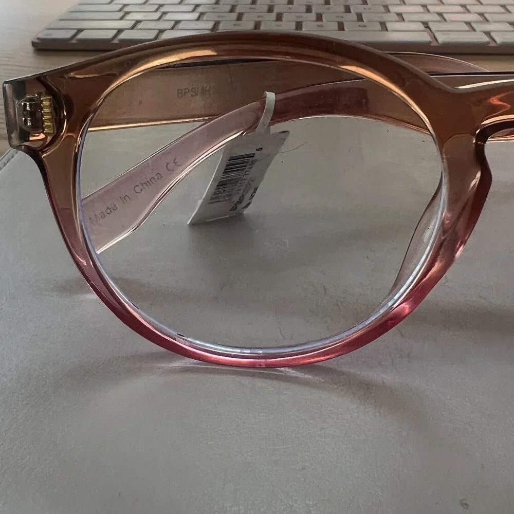 Nordstrom Office Chic Blue Light Computer Acetate Glasses Pink Nude 58mm